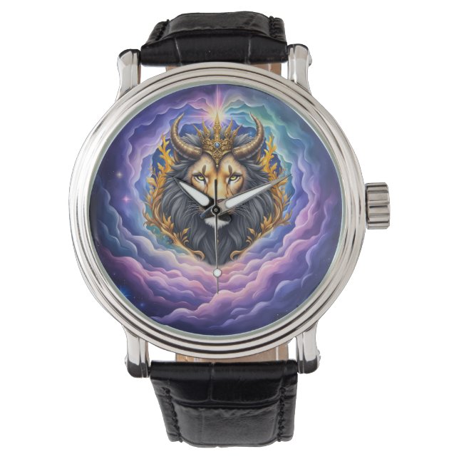 Moonlit Guardians – Cosmic lion. Armbanduhr (Vorderseite)