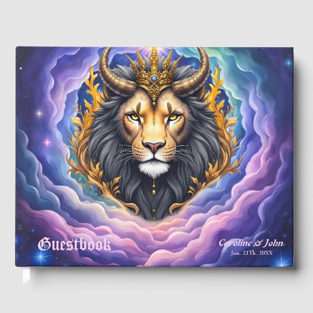 Moonlit Guardians – Cosmic lion.  Gästebuch (Vorderseite)
