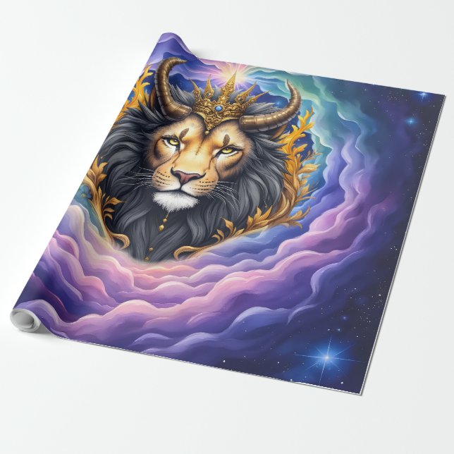 Moonlit Guardians – Cosmic lion. Geschenkpapier (Ungerollt)