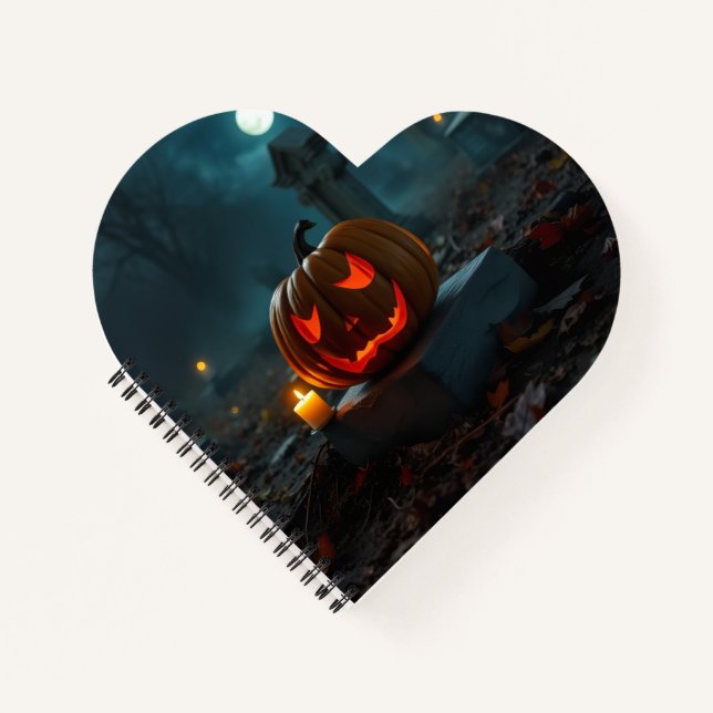 Moonlit Haunted Pumpkin Cemetery Notebook Notizbuch (Vorderseite)