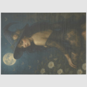 Moonlit Hexe in Elster mit Rose - Gotische Fantasi Seidenpapier