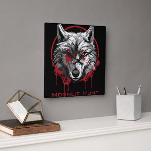 Moonlit Hunt Quadratische Wanduhr