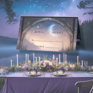 Moonlit Lake Forest Fantasy Hochzeitsempfang Platzkarte