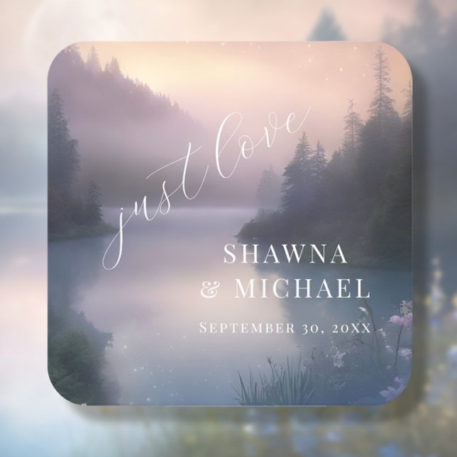 Moonlit Lake Forest Woodland Fantasy Wedge Rechteckiger Pappuntersetzer (Von Creator hochgeladen)