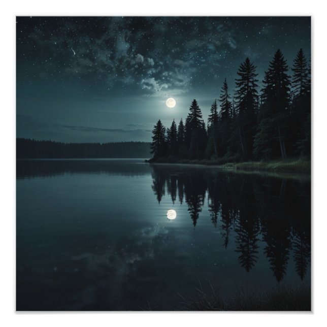 Moonlit Lake Serenity Fotodruck (Vorne)