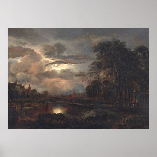 Moonlit Landscape - van der Neer Fine Art Poster (Vorne)