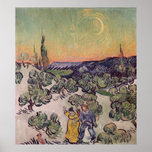 Moonlit Landschaft Vincent van Goghs  , 1889 Poster