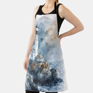 Moonlit Lighthouse an der Rocky Coastline Schürze