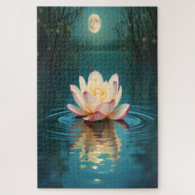 Moonlit Lotus Blume Puzzle (Vertikal)