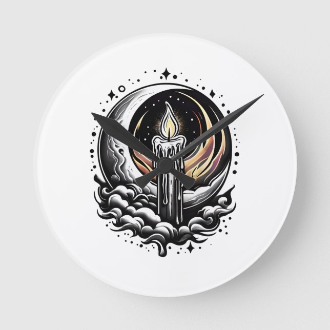 Moonlit Magic Runde Wanduhr (Vorderseite)