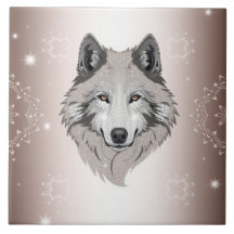 "Moonlit Majestät: Schimmerende Wolf Keramik Tile