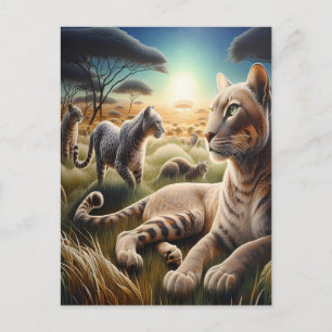 Moonlit Majestät: Wolf auf dem Berg Postkarte