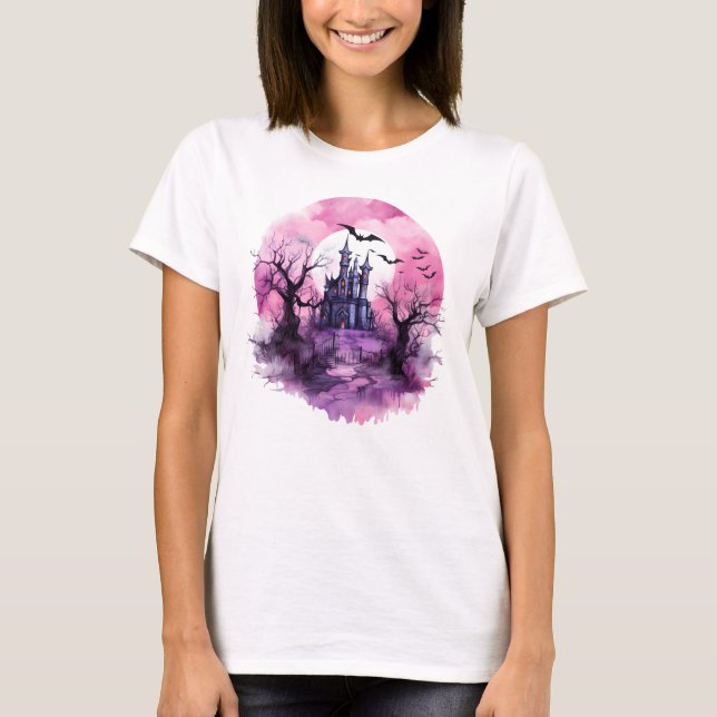 Moonlit Mansion: Halloween Dekor & Apparel T-Shirt (Vorderseite)