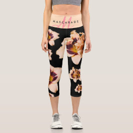 Moonlit Masquerade Creme Lila Gold Taglilien Capri Leggings