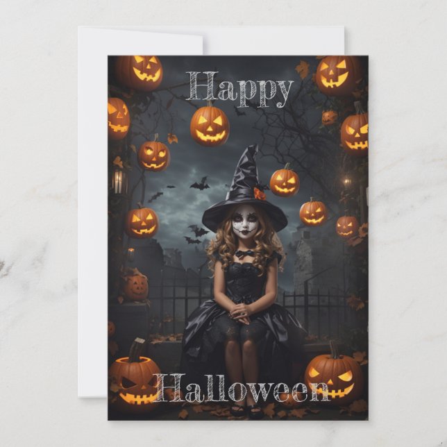 Moonlit Masquerade: Eine verzauberte Halloween-Aff Einladung (Vorderseite)