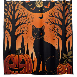 Moonlit Meow Duschvorhang