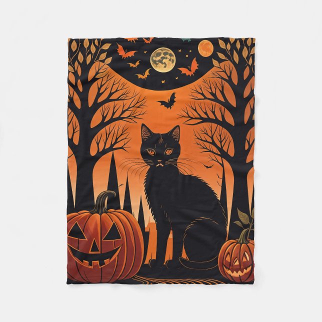 Moonlit Meow Fleecedecke (Vorderseite)