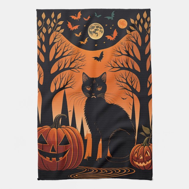 Moonlit Meow Geschirrtuch (Vertikal)