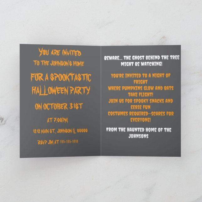 Moonlit Mischief mit Ghost & Pumpkin Einladung (Innenseite)