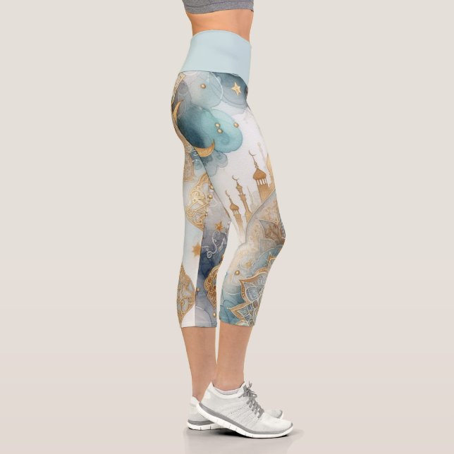 Moonlit Moschee Ruhe für Ramadan Capri Leggings (Rechts)