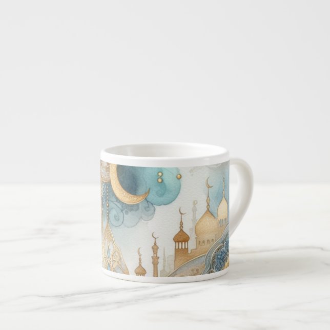 Moonlit Moschee Ruhe für Ramadan Espressotasse (Vorderseite Rechts)