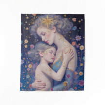 Moonlit Mother’s Embrace Tapestry