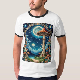 Moonlit Mushroom Forest Fantasy T - Shirt