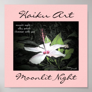 Moonlit Night Haiku Art Print Poster