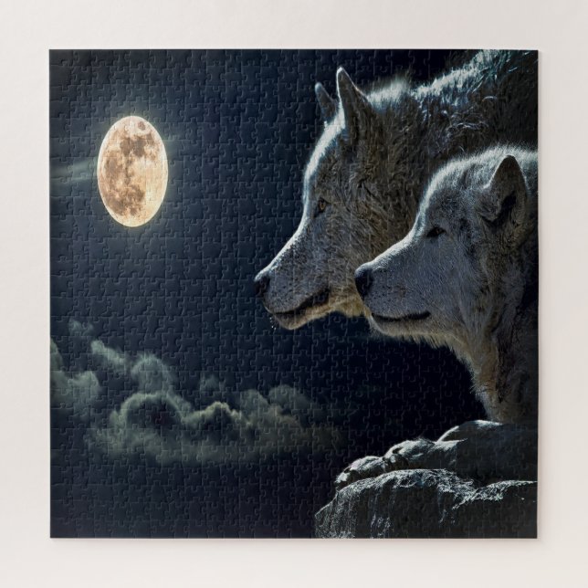 Moonlit Night Wolf Puzzle (Vertikal)