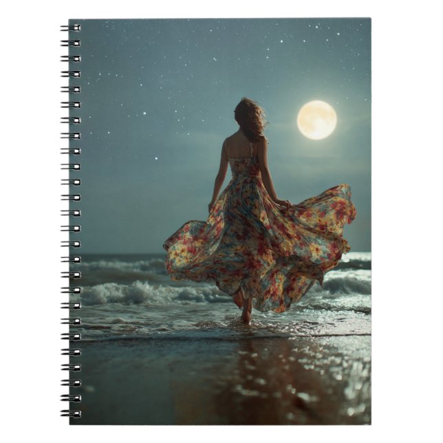 Moonlit Ocean Dream Starry Night Art Notebook Notizblock (Vorderseite)