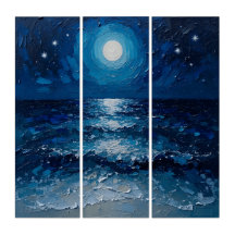 Moonlit Ocean Night Triptychon Mauer