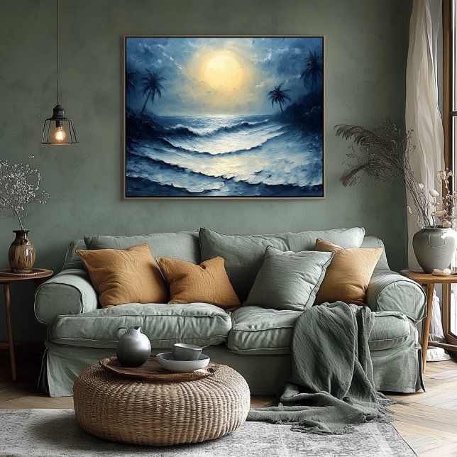 Moonlit Ocean Waves - Abstrakte Seascape mit Palme Poster (Von Creator hochgeladen)