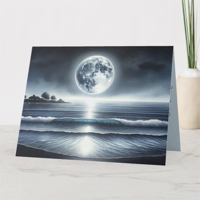 Moonlit Ocean Waves Celestis Night Sky Karte (Vorderseite)