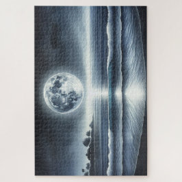 Moonlit Ocean Waves Celestis Night Sky Puzzle