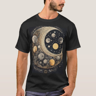 Moonlit Odyssey: Abstrakte Kunst am Lunar T-Shirt