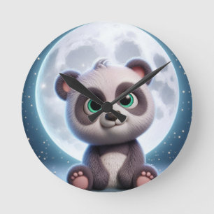 Moonlit Panda Dreams Runde Wanduhr