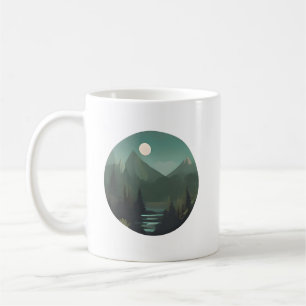 Moonlit Peaks: Eine nächtliche Wildnis-Szene Kaffeetasse
