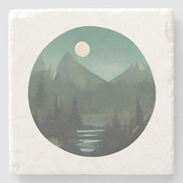 Moonlit Peaks: Eine nächtliche Wildnis-Szene Steinuntersetzer