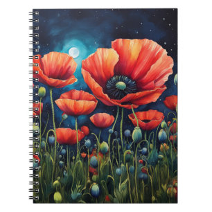 Moonlit Poppies Notizblock