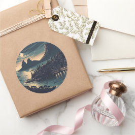 Moonlit Port Runder Aufkleber