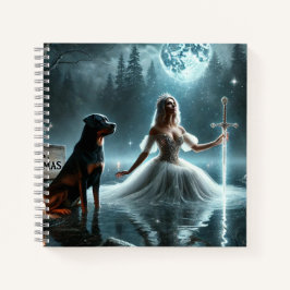 Moonlit Princess and Rottweiler - Fantasy-Notebook Notizbuch