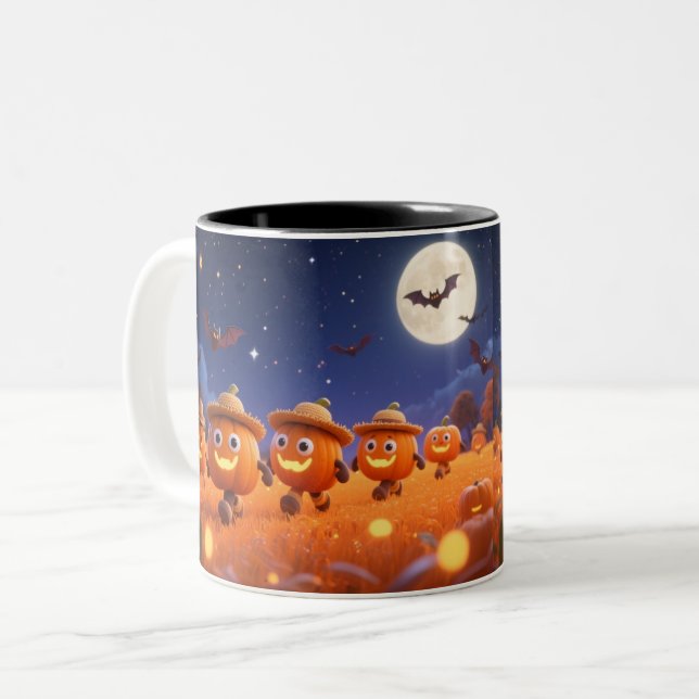 Moonlit Pumpkin Parade Zweifarbige Tasse (Vorderseite Links)
