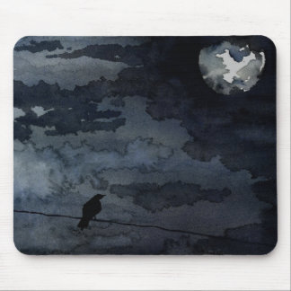 Moonlit Rabe - Vollmond-Kunst Mousepad