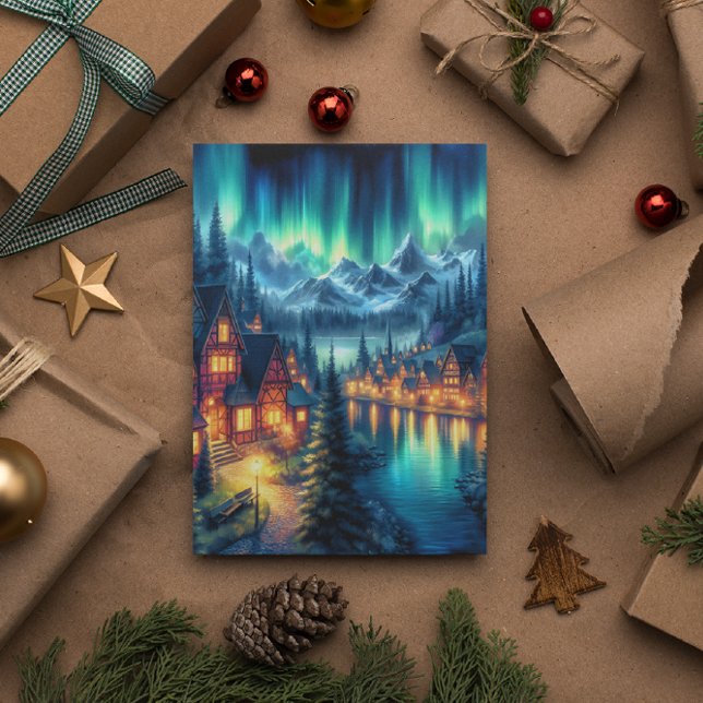 Moonlit Reflections: Night Lake with Houses Postkarte (Von Creator hochgeladen)