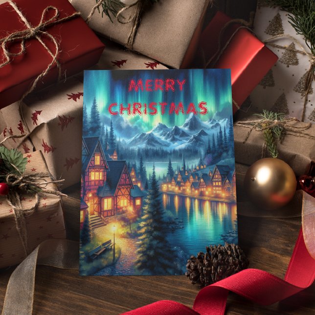 Moonlit Reflections: Night Lake with Houses Postkarte (Von Creator hochgeladen)