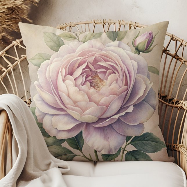 Moonlit Rose Hexenkissen - Hexengarten Kissen (Moonlit Rose Witch Pillow - Witch’s Garden Dreams in a boho rattan armchair.)