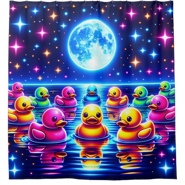 "Moonlit Rubber Ducky Dream" Duschvorhang (Vorderseite)