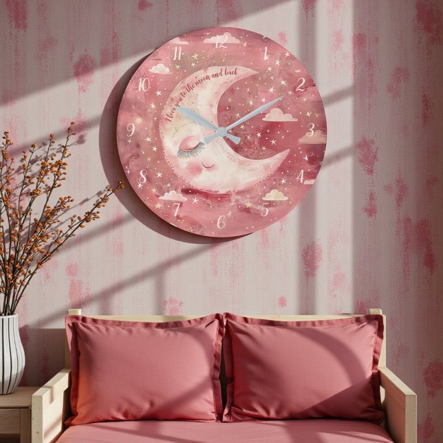 Moonlit Rustic Red Nursery & Kids' Room Große Wanduhr (Von Creator hochgeladen)