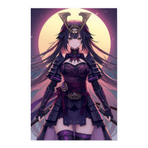 Moonlit Samurai Shadow — Elegant Anime Warrior Gir