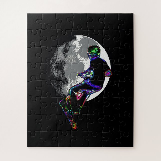 Moonlit Scooter Champ - Scooter Boy Artwork Puzzle (Vertikal)